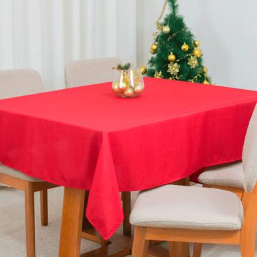 Imagem de Toalha de Mesa 8 Lugares Oxford Maquinetado Natal Vermelha