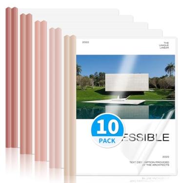 Imagem de WORPSON Pacote com 10, capas de relatório transparentes com barra deslizante para letras e folhas A4 – pastas de apresentação com capacidade para 70 folhas, capas de currículo e fichários de