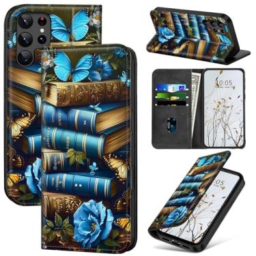 Imagem de Dikoer Capa carteira para Samsung Galaxy S26 Ultra 5G 2025 mulheres e homens, capa flip com compartimentos para cartões, fecho magnético, capa de telefone com proteção absorvente de choque, livro azul