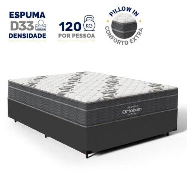 Imagem de Cama Box Com Colchão Ortobom de Espuma D33 Airtech 100 Casal, Preto