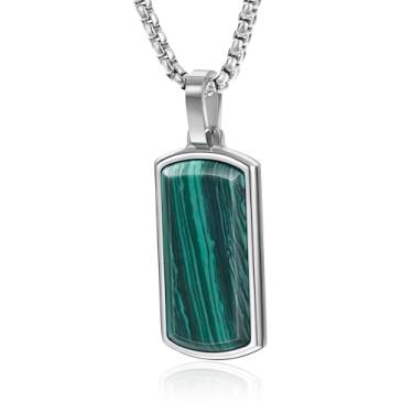 Imagem de GTMJ Colar com pingente de etiqueta de cachorro para homens e mulheres meteorito/olho de tigre/ônix preto/amazonita/ametista/turquesa/fibra de carbono forjada/lápis-lazúli/damasco/malaquita/aço