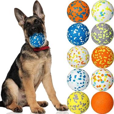 Imagem de Lenwen 10 peças de bola de brinquedo para cães mastigadores agressivos bola interativa para cães para tédio e estimulação bola flutuante flutuante bola de borracha para treinamento de filhotes grandes, médios e pequenos (7,6 cm)