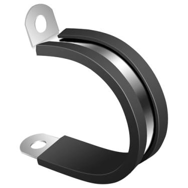 Imagem de Pacote com 20 braçadeiras de cabo de aço inoxidável de 3,5 cm, braçadeiras de mangueira isoladas resistentes acolchoadas de borracha, clipes de alça de suporte de fio de conduíte para tubos, tubos