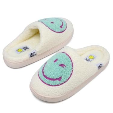 Imagem de Pantufas infantis de pelúcia para meninos e meninas, sola de borracha antiderrapante, para uso interno e externo, Verde, branco, 12-13 Little Kid