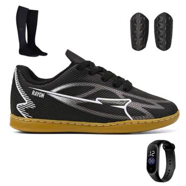 Imagem de Kit com Chuteira Infantil de Meninos para Futebol de Quadra + Meião + Caneleira e Relógio-Masculino