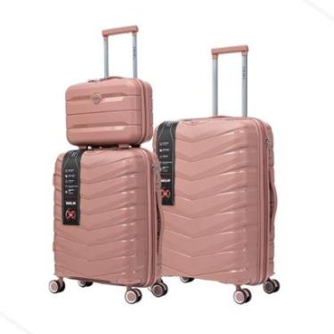 Imagem de Combo Malas Bordo Média + Frasqueira Polipropileno Cadeado TSA Original-Unissex