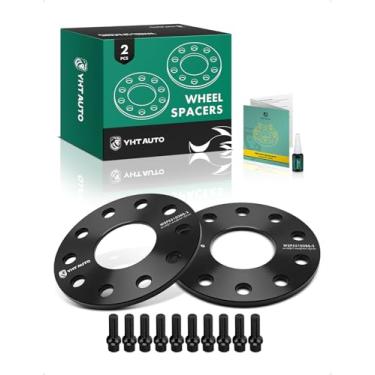 Imagem de YHTAUTO Espaçadores de roda de 5 x 130 mm, 7 mm, compatíveis com Touareg, Q7, Caiena, Boxster, Panamera, Cayman, 911, 928, 944, 968 Espaçadores de pneu de 5 pinos com parafusos de grau de 1/2" x 20 e 12,9", furo do cubo de 71,6 mm, 2 peças, preto