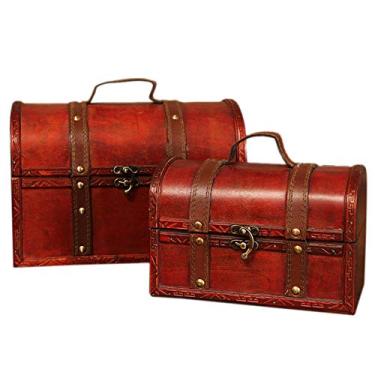 Imagem de Caixa de armazenamento de madeira vintage de 2 peças e terno de duas peças para crianças para joias e outros organizadores caixa de armazenamento criativa de moedas de ouro