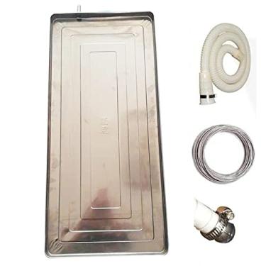 Imagem de Bandeja coletora de água para ar condicionado, bandeja de metal galvanizado, kit de encaixe de drenagem com tubo de drenagem de condensação de 2 m, para sistemas de bomba de calor de ar condicionado