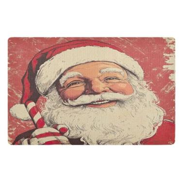 Imagem de SEHANY Tapete de porta de inverno Papai Noel Natal para todos os climas, impermeável, secagem rápida, bem-vindo, tapete de entrada antiderrapante, tapete decorativo de poliéster para entrada, varanda