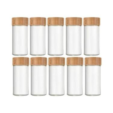 Imagem de Pote De Vidro Quadrado De 40oz Para Temperos Com Tampa De Madeira De A
