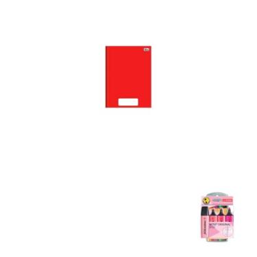 Imagem de Kit Caderno Brochura Capa Dura PEPPER Vermelho 80 Folhas + Caneta Point 88 Fineliner 10 Cores + Marca Texto Boss 4 Cores