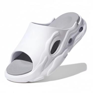 Imagem de Chinelo Masculino Nuvem Conforto Palmilha Removível Antiderrapante EVA Anatômico (Branco e Cinza, BR, Adulto, Faixa Numérico, 43, 44)