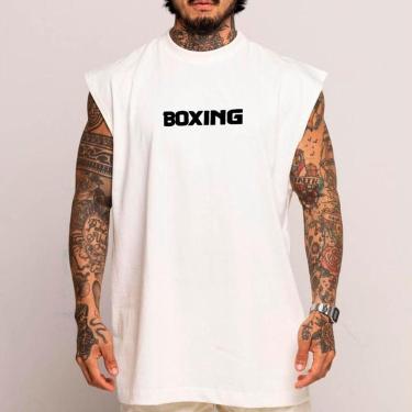 Imagem de Camiseta Regata Longa Oversized Algodão Boxing Logo Minimalista Arte-Unissex