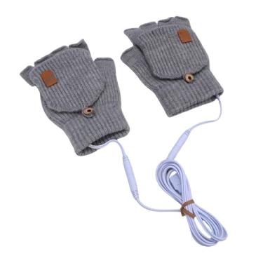 Imagem de Generic Luvas Aquecidas por USB, Luvas Elétricas Sem Dedos para Aquecimento de Mãos para Homens e Mulheres, Temperatura Ajustável, para Uso Em Escritório de Jogos de Esqui No Inverno (Cinza claro)