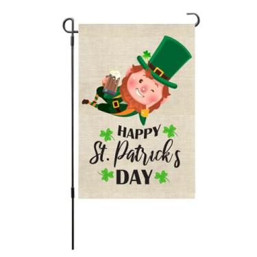 Imagem de StPatricksDayFlagDoubleSidededPolyester LeafGardenFlagFadeResistantSpringDecorationOutdoorLeafFlagForLawnCourtyardParty. (S01)