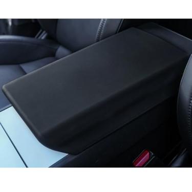 Imagem de Temmis Capa de apoio de braço de couro para console central para Tesla Model 3 Highland 2024-2025+ / Model Y Juniper 2025+, acessórios interiores de caixa de apoio de braço TPE para modelo 3Y - Preto