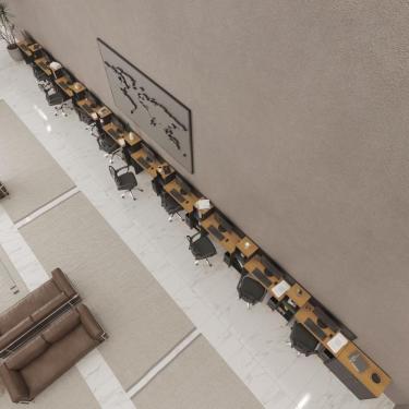 Imagem de Conjunto De Escritório Tech 9 Livreiro 1 Buffet E 10 Mesas 9 - Preto E Cedro Preto E Cedro