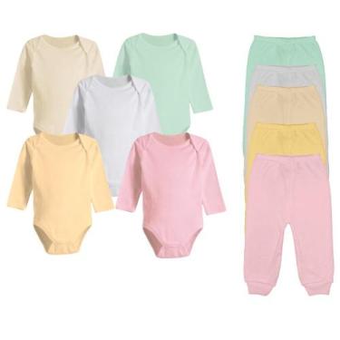 Imagem de Kit Body Longo e Mijão Culote Liso 10 Peças Roupa Para Bebê - Koala Ba