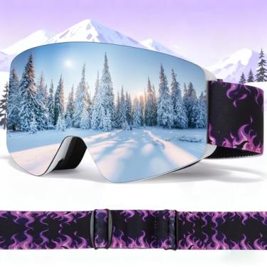 Imagem de JQF Gear Óculos de esqui infantis, óculos magnéticos de snowboard infantil OTG para esportes de neve para meninos e meninas UV400 anti neblina (lente prateada com armação branca)