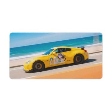 Imagem de HouLaiZhe JDM Tapetes de mesa para carro esportivo amarelo JDM Car Cool Speed Gaming Mouse pads de mesa grandes para teclado de mesa tapete de computador 30 x 60 cm