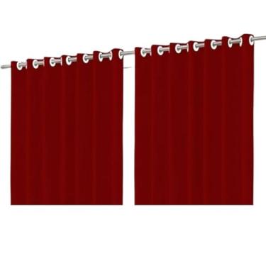 Imagem de Cortina Blackout Voil Vermelho com Forro 2 em 1, Poliéster e PVC, 280cm x 220cm, Bloqueio de Luz