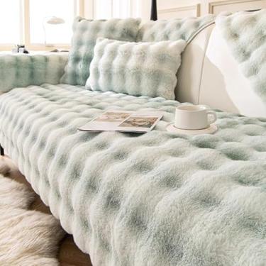 Imagem de Capa de sofá secional em forma de L, 6 assentos, capa de sofá 6, 7, 4, almofada para animais de estimação, felpa gradiente, lavável à máquina, sem fiapos e verde antiestático, 110 x 110