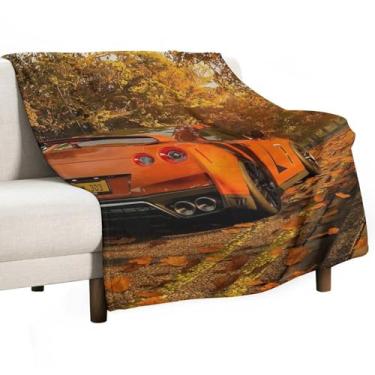 Imagem de HouLaiZhe Cobertor super macio de flanela JDM carro esporte outono leve cobertor refrescante para sofá-cama cadeira sofá carro viagem ao ar livre leve quente 76 cm x 101 cm