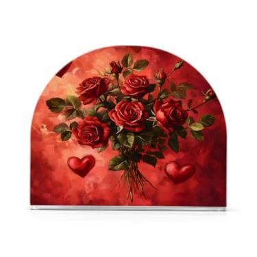 Imagem de xigua Porta-guardanapos rosa vermelha do dia dos namorados para mesas – Porta-guardanapos para cozinha, porta-guardanapos de mesa, porta-guardanapos de coquetel, porta-guardanapos de papel366