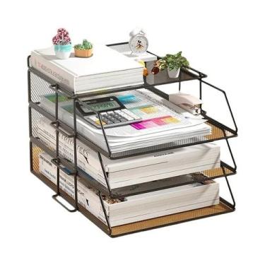 Imagem de Organizador De Mesa De Escritório Em Malha Metálica A4, Suporte Para D