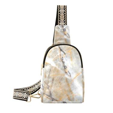 Imagem de CEBUGI Bolsa tiracolo feminina com textura de mármore branco, bolsa tiracolo de couro, bolsa de peito para caminhadas, viagens ao ar livre