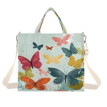 Imagem de CEBUGI Bolsa feminina de borboleta colorida com alça de ombro ajustável para trabalho, faculdade, viagem, P, A183, Medium