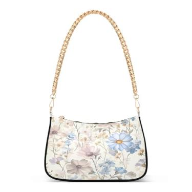 Imagem de CEBUGI Bolsas transversais femininas bolsa de ombro flores silvestres bolsa clutch elegante com alça de corrente