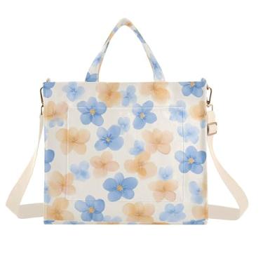 Imagem de Burbuja Sacola feminina de flores aquarela, bolsa tiracolo de veludo cotelê, bolsa transversal para compras, trabalho, viagem, P, B435, Medium