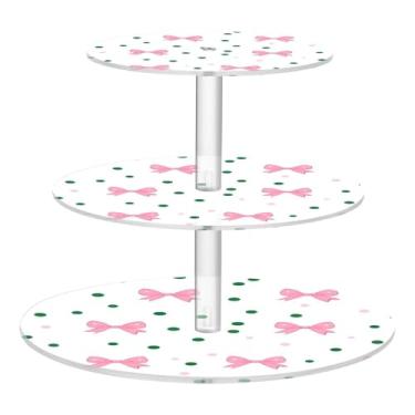 Imagem de CEBUGI Suporte de cupcake de 3 camadas, suporte redondo para bolos, bandeja de servir em camadas de acrílico para festas de chá, chá de bebê, casamento e mais