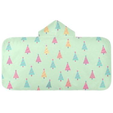 Imagem de Burbuja Toalha de banho com capuz de laço rosa para crianças, toalha de praia de pelúcia macia absorvente para chá de meninas e meninos 3-10 anos, 61 x 127 cm