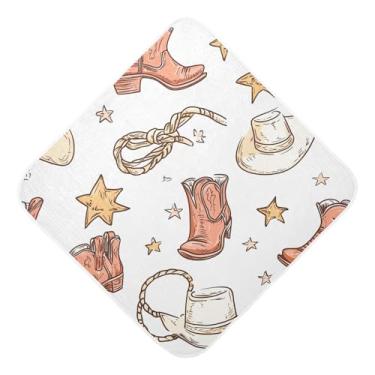Imagem de STAYTOP Lindas botas de cowboy toalhas de bebê com capuz de musselina, toalha de banho super macia, toalhas de banho absorventes para banho recém-nascido unissex 89 x 89 cm