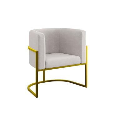 Imagem de Poltrona Cadeira Decorativa Lua Recepção Base De Ferro Gold Bege