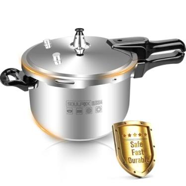Imagem de Panela de Pressão, Aço Inoxidável, Alças Pretas, Segura e Durável