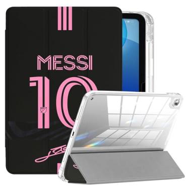 Imagem de ZERMU Capa para iPad 9ª/8ª/7ª geração de 10,2 polegadas, capa traseira rígida transparente Mess%i Argentina #10 Miam%i Soccer capa à prova de choque [hibernar/despertar automático] com suporte para