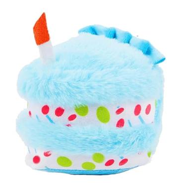 Imagem de TIKSON Brinquedo de pelúcia para cães, brinquedo de pelúcia que range, fofo, engraçado, bolo de aniversário, cupcake presente para filhotes, azul