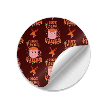 Imagem de Adesivos Redondos Natalinos 25 Unidades Estampa Cozy Hot Cocoa Vibes - Tamanho 85x85cm