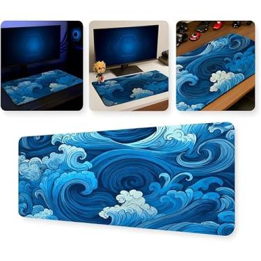 Imagem de Mouse Pad Gamer Profissional 60x30cm Impermeável Antiderrapante Bordas Costuradas Premium Setup Gamer (Azul)