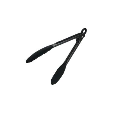 Imagem de Pegador Culinário de Silicone e Inox, 30 cm, Preto, Multiuso, com Trava, Antiaderente