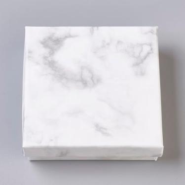 Imagem de Airssory 18 caixas de joias brancas de papelão 9,6 x 9,6 x 2,5 cm, pequenas caixas de presente quadradas, para colar, brinco, pulseira, pacote de armazenamento