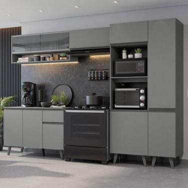 Imagem de Armário de Cozinha Completa 300cm Nice Madesa 09, Cinza