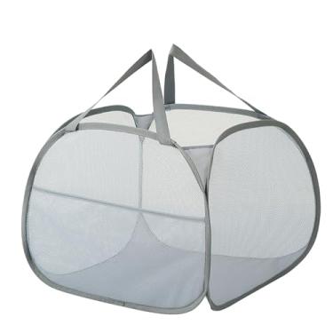 Imagem de Jectse Cesto Pop-up, Cesto de Roupa Suja Dobrável de Malha Respirável de 90L Com Bolso Lateral para Armazenamento de Roupas (GREY)