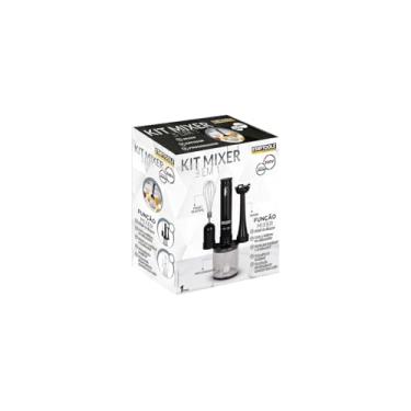 Imagem de Kit Mixer 3 em 1, Processador e Batedor de Alimentos, 200W, 220V, com Copo 700ml, Lâmina em Aço Inox, Velocidade Variável, Design Compacto para Cozinha