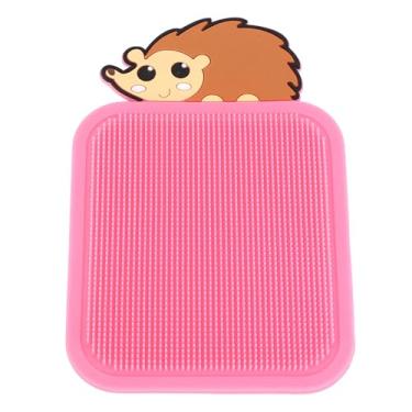 Imagem de Dioche Tapete Sensorial de Silicone Dupla Face Desenho Animado Ouriço Macio Brinquedo de Almofada Sensorial para Crianças Aprendizagem Tátil e Exercícios de Coordenação Olho-mão (Rosa Vermelha)