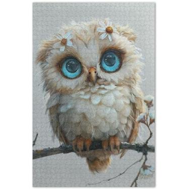 Imagem de Quebra-cabeça com estampa floral de coruja fofa, 500 peças, presentes de elefante branco, engraçados e difíceis, desenhos animados, 50 x 35 cm